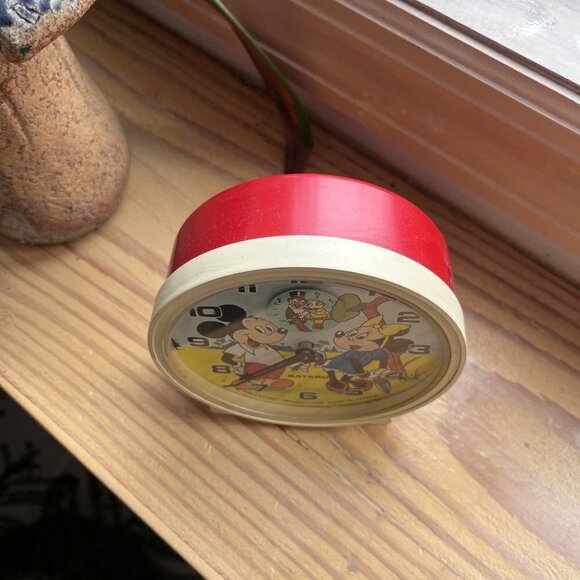 Vintage Walt Disney Bayard France Mechanical Alarm Clock Mickey Minnie Mouse - Picture 2 of 4